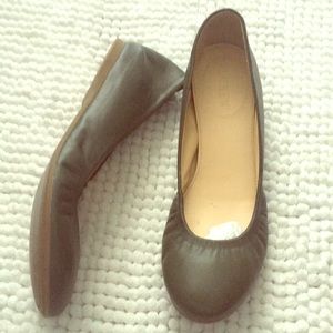 J.Crew Olive Green Leather Ballet Flats